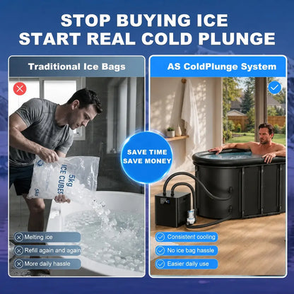 1/3 HP Ice Bath Chiller & 148 Gal Oval Cold Plunge Tub Kit