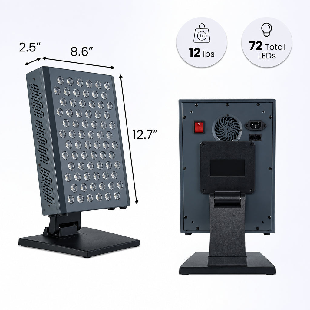 Red Light Therapy Panel Device – 630Nm 660Nm 810Nm 850Nm Red & near Infrared Light Therapy, LED Light Therapy Lamp, 72 Quad Chip Leds, Adjustable Brightness, Pulse Mode – ULTRA360